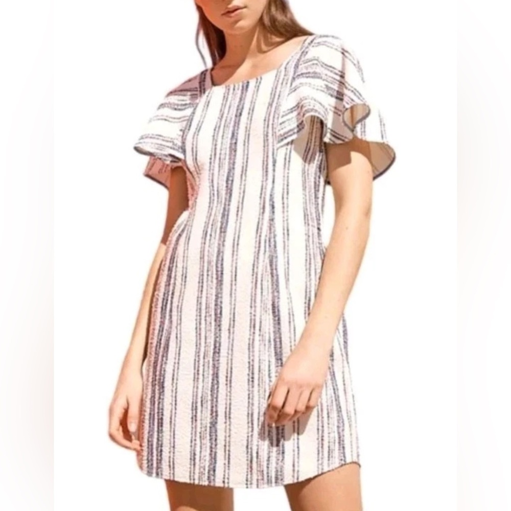Akemi + Kin by Anthropologie Sz Large Jovanie Coastal Flutter Sleeve Dress